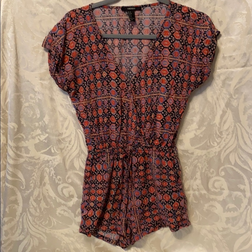 Forever 21 romper cap sleeve drawstring waist